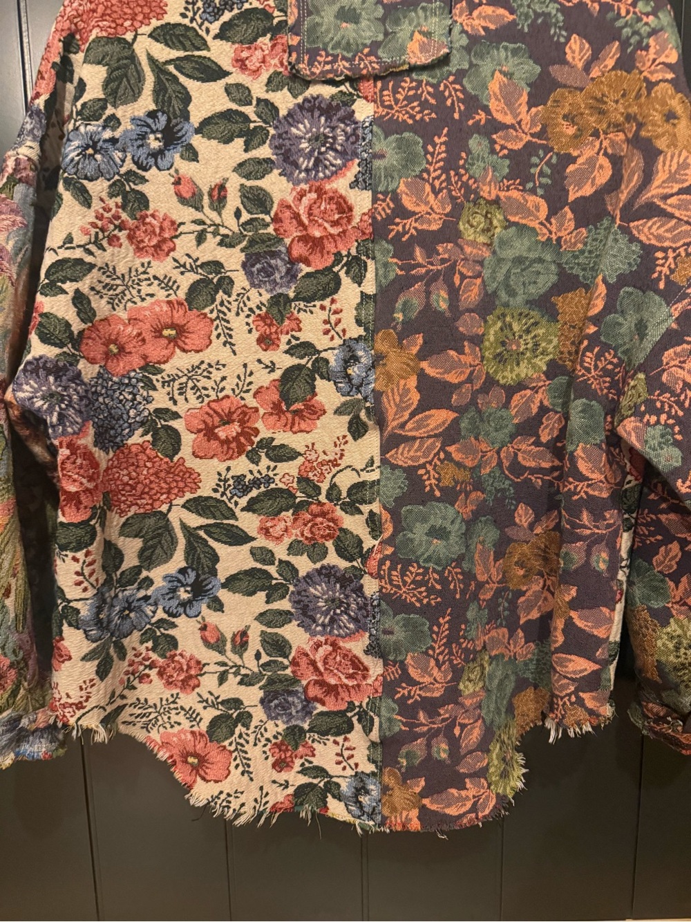 🌺 POL Womens My Vintage Romance Jacquard Floral Patchwork Jacket Shacket Size S - Picture 14 of 15